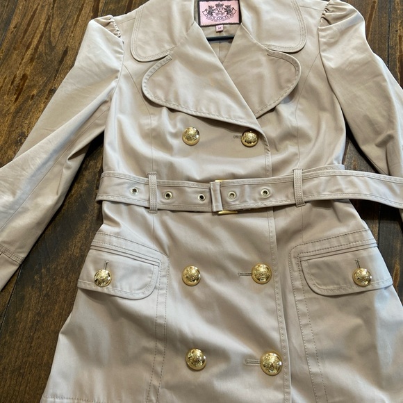 Juicy Couture 3/4 Sleeve Belted Double Breasted Trench Coat - Picture 3 of 6